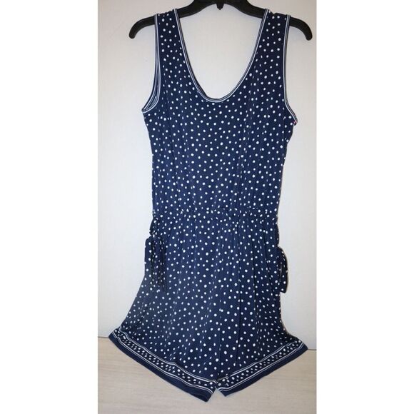 Max Studio 8903W47 Women's Sz M Navy Blue Polka Dot Romper $98 - Picture 2 of 9
